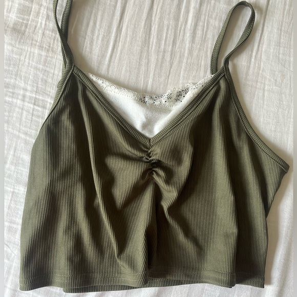 ROMWE Tops - aesthetic green lace top